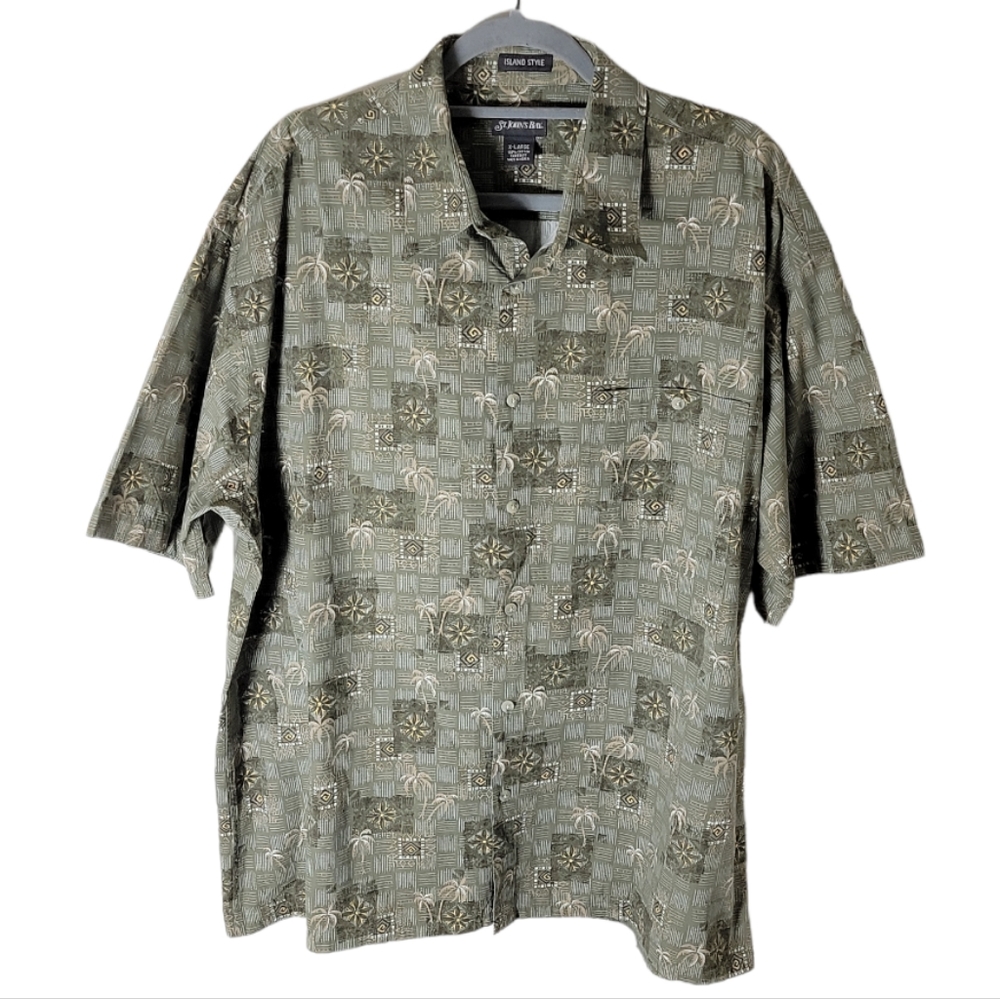 St John’s Bay island style hawaiian shirt men’s XL 100% cotton palm print